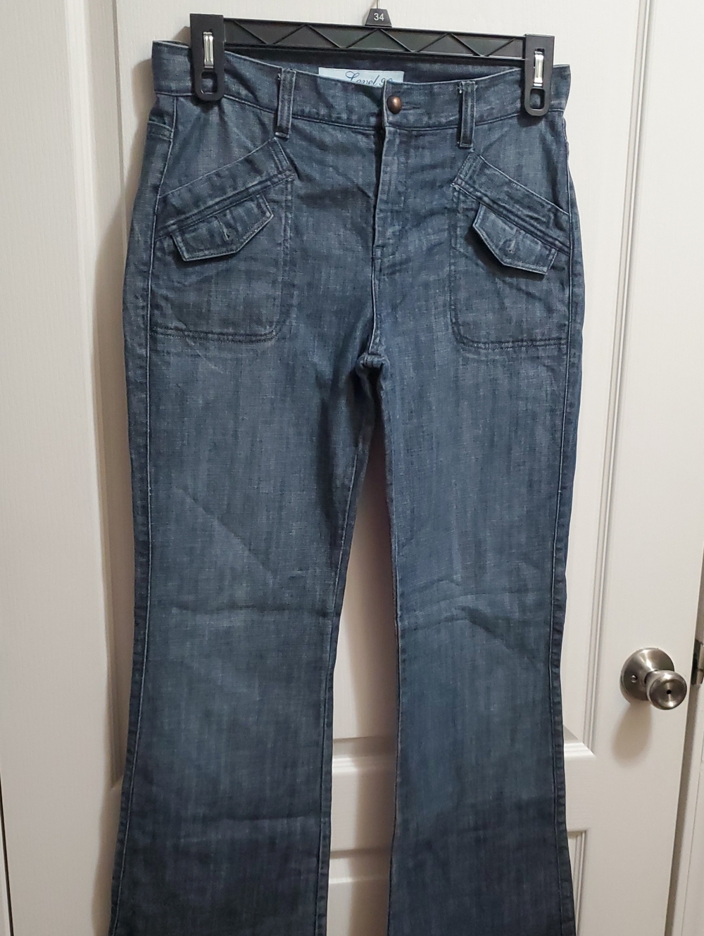Level 99 Mid-Blue Flare Jeans with Front Flap Pockets